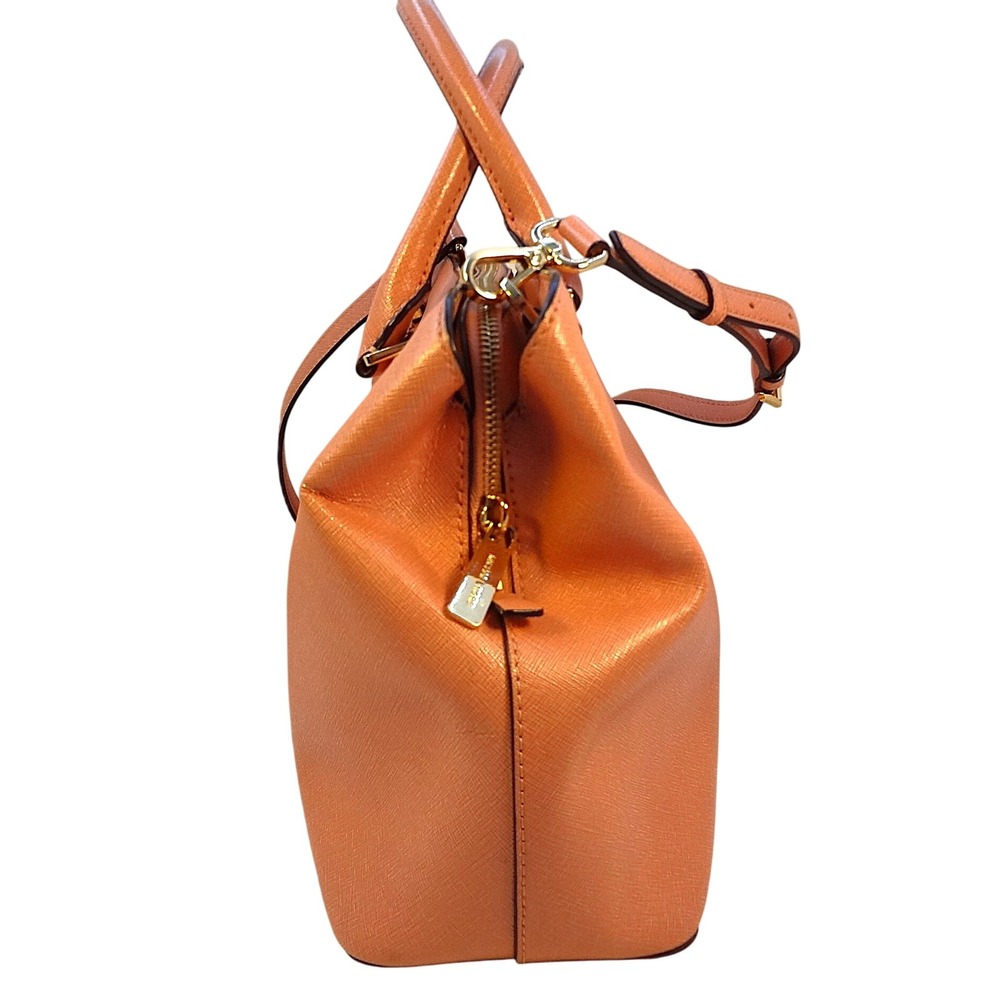 Michael Kors Savannah Large Orange Leather Tote Shoulder Bag Crossbody Handbag - Picture 3 of 11